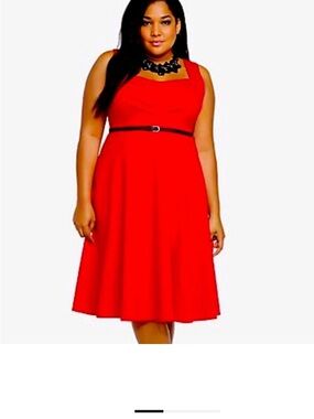 Torrid Retro Red Sleeveless A-Line Midi Dress.